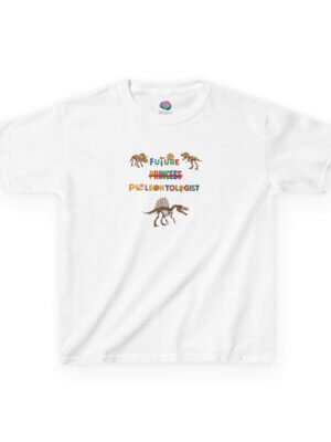 Future Paleontologist Kids T-Shirt | Funny STEM Tee with Strikethrough Princess Design | Heavy Cotton Science Shirt