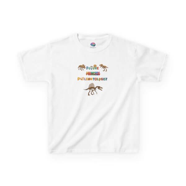 Future Paleontologist Kids T-Shirt | Funny STEM Tee with Strikethrough Princess Design | Heavy Cotton Science Shirt
