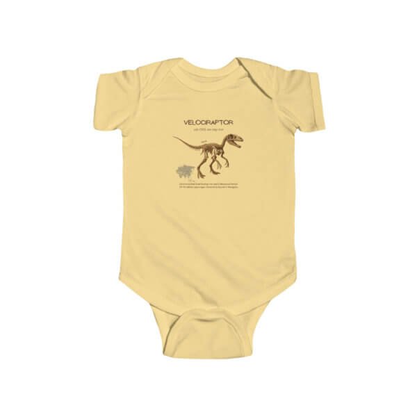 Velociraptor Paleontologist Infant Bodysuit | Funny STEM Baby Outfit for Girls | Science Baby Shower Gift - Image 4
