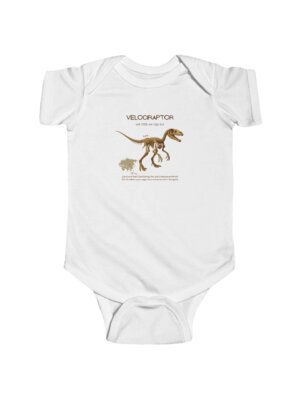 Velociraptor Paleontologist Infant Bodysuit | Funny STEM Baby Outfit for Girls | Science Baby Shower Gift