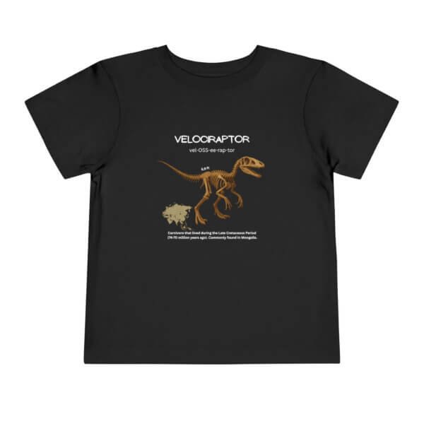 Velociraptor Fossil Fun Toddler T-Shirt | Dinosaur Paleontology Tee for Kids | STEM Learning Shirt - Image 3