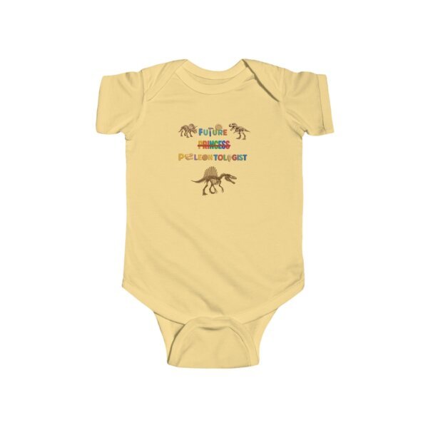 Future Princess (Strikethrough) Paleontologist Infant Bodysuit | Funny STEM Baby Outfit for Girls | Science Baby Shower Gift - Image 4