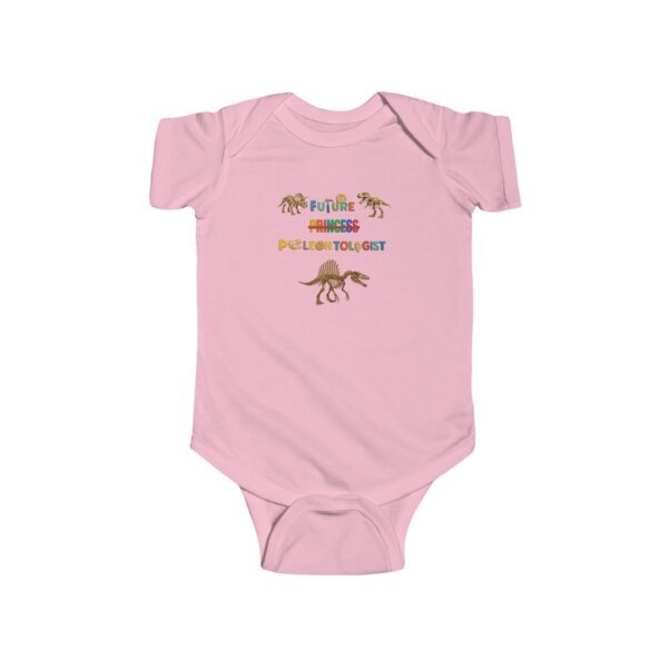 Future Princess (Strikethrough) Paleontologist Infant Bodysuit | Funny STEM Baby Outfit for Girls | Science Baby Shower Gift - Image 10