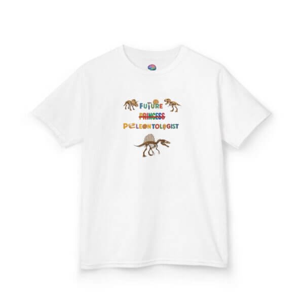 Future Paleontologist Kids T-Shirt | Funny STEM Tee with Strikethrough Princess Design | Heavy Cotton Science Shirt - Image 3