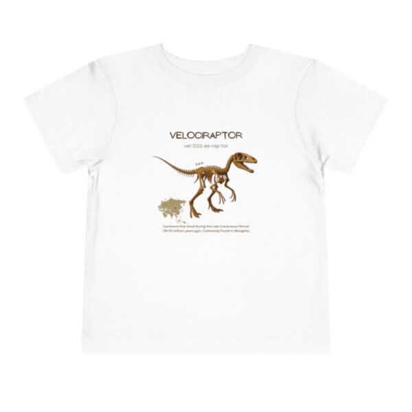 Velociraptor Fossil Fun Toddler T-Shirt | Dinosaur Paleontology Tee for Kids | STEM Learning Shirt